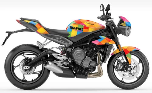 Foto de perfil del 765 Street Triple RS Harley Quinn 2020 en color indefinido.
