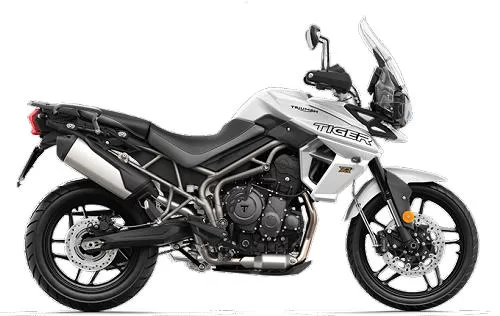 Foto de perfil del Tiger 800 XRX 2020 en color blanco.