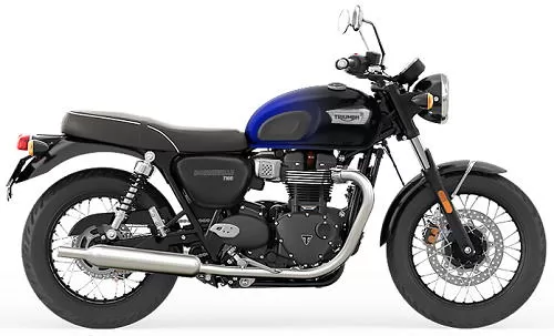 Photo de profil de la 900 Bonneville T 100 Blue Stealth Edition 2024 en couleur bleu / noir
