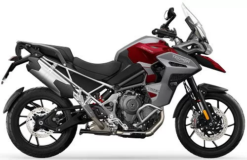Foto de perfil del Tiger 1200 GT Explorer 2025 en color rojo / gris.