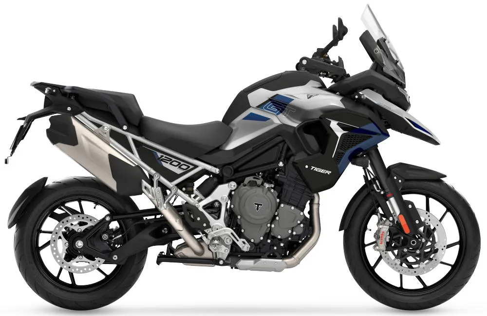 Photo de profil de la Tiger 1200 GT Pro 2027 en couleur bleu / noir