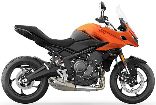 Foto de perfil del Nouvelle Tiger Sport 660 2025 en color naranja.