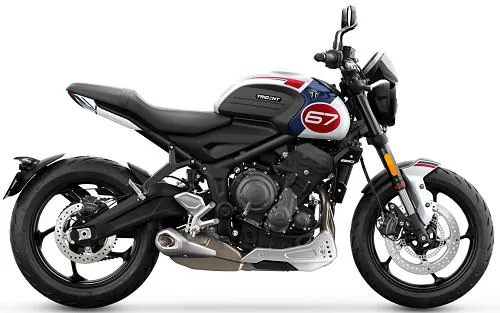 Foto de perfil del 660 Trident Tribute Edition 2024 en color blanco / rojo / azul.