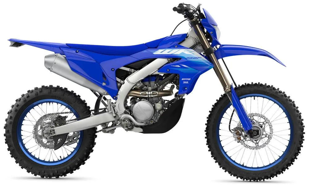 Foto de perfil del WR 250 F 2027 en color azul.