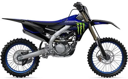 Foto de perfil del YZ 250 F 2023 en color negro / azul.