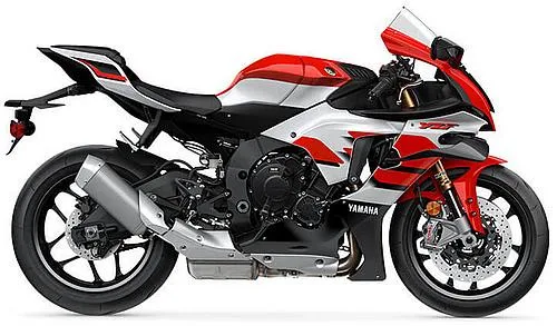 Foto de perfil del 1000 R1 SP 70th Anniversary 2026 en color rojo / blanco.