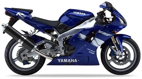 Foto de perfil del YZF-R1 1000 1999 en color azul.