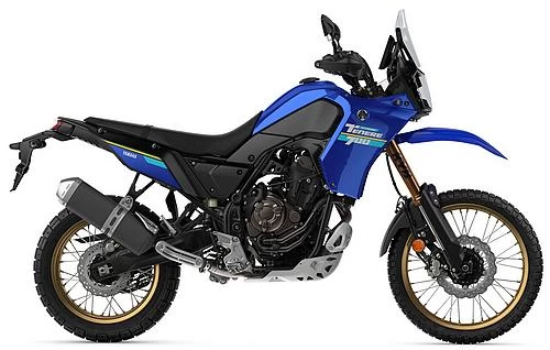 Foto de perfil del 700 Ténéré Extreme 2024 en color azul.