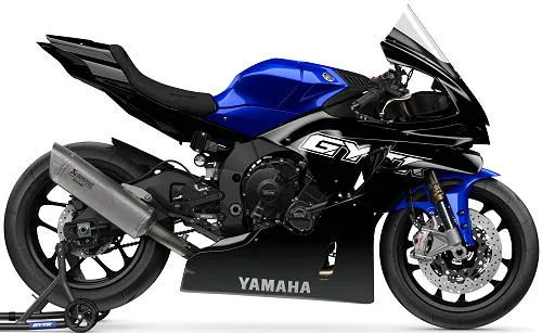 Foto de perfil del 1000 R1 GYTR 2025 en color negro / azul.