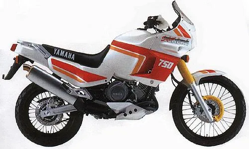 Foto de perfil del XTZ 750 Super Ténéré 1989 en color rojo / blanco.