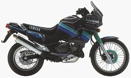 Foto de perfil del XTZ 750 Super Ténéré 1989 en color negro / azul.