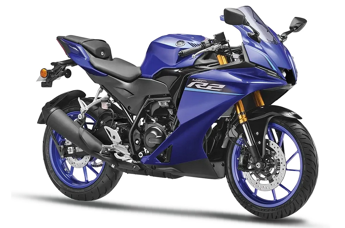 Una moto Yamaha R2 azul